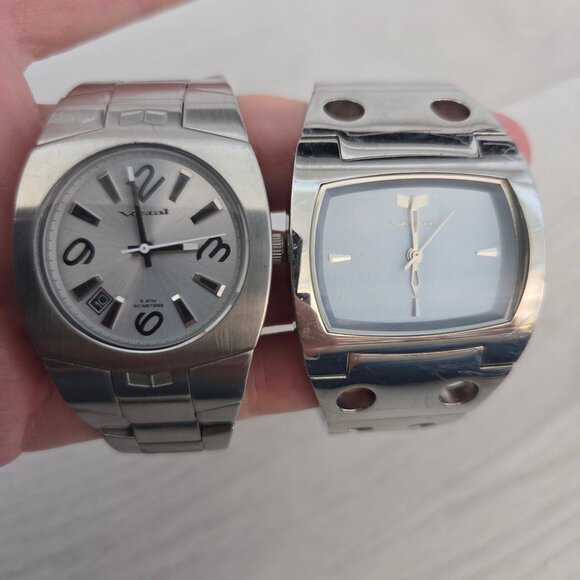 SET OF 2 Vestal Destroyer Vestal Motorhead Analog Watch Womens Silver Wristwatch - Picture 1 of 16